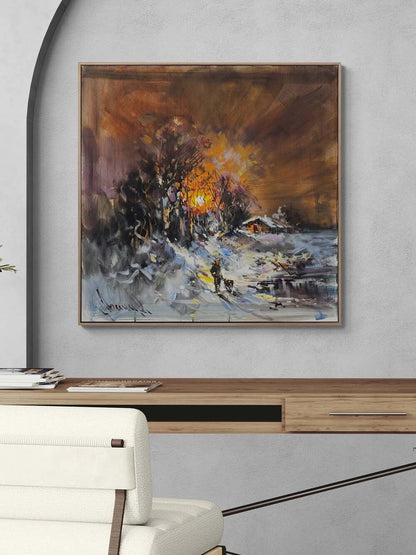 Işık ve Gölgede Kış Yağlı Boya Tablosu