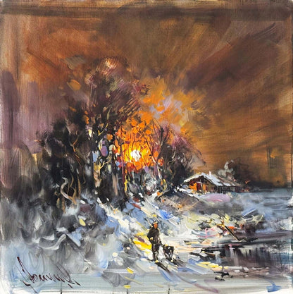 Işık ve Gölgede Kış Yağlı Boya Tablosu