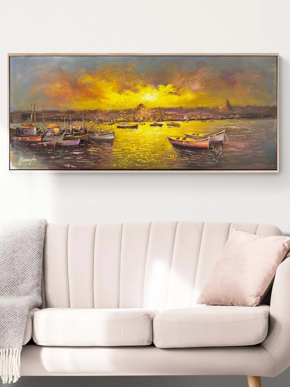İskeleden Gün Batımı Yağlı Boya Tablosu