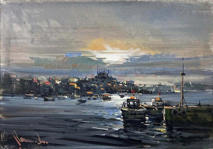 İstanbul Boğazı'nda Bir Gün Yağlı Boya Tablosu