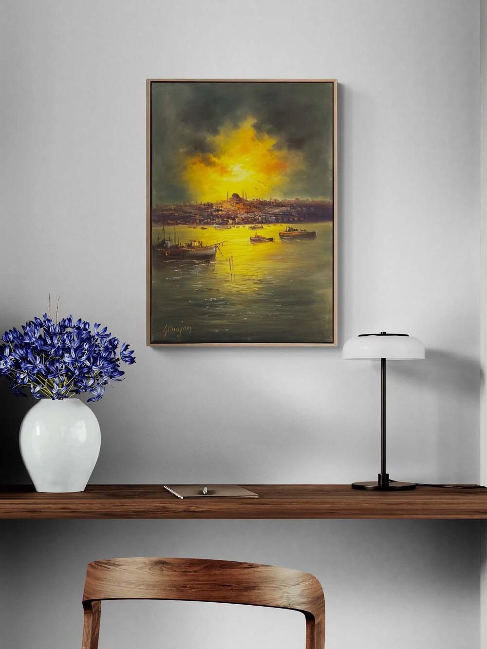 İstanbul Boğazı Ufukta Yağlı Boya Tablosu