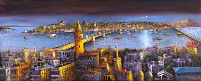 İstanbul Boğazın Işığı Yağlı Boya Tablosu
