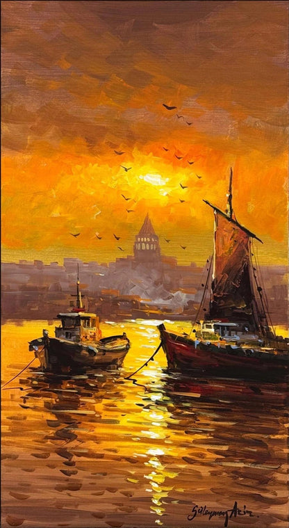 İstanbul Denizinde Sabah Yağlı Boya Tablosu
