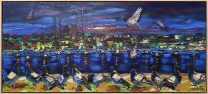 İstanbul'un Kanat Çırpanları Yağlı Boya Tablosu