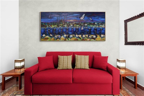 İstanbul'un Kanat Çırpanları Yağlı Boya Tablosu