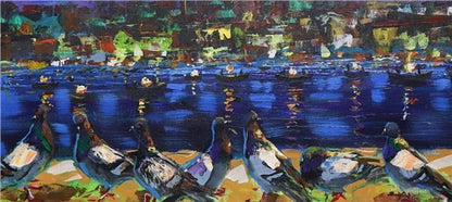 İstanbul'un Kanat Çırpanları Yağlı Boya Tablosu