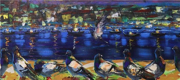 İstanbul'un Kanat Çırpanları Yağlı Boya Tablosu