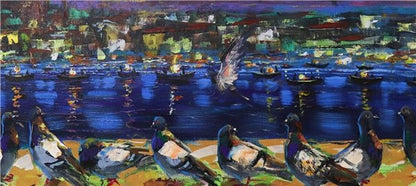 İstanbul'un Kanat Çırpanları Yağlı Boya Tablosu