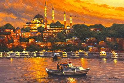İstanbul’da Bir Akşam Yağlı Boya Tablosu