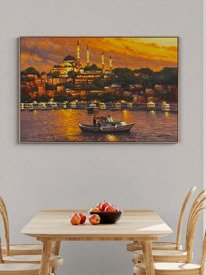 İstanbul’da Bir Akşam Yağlı Boya Tablosu