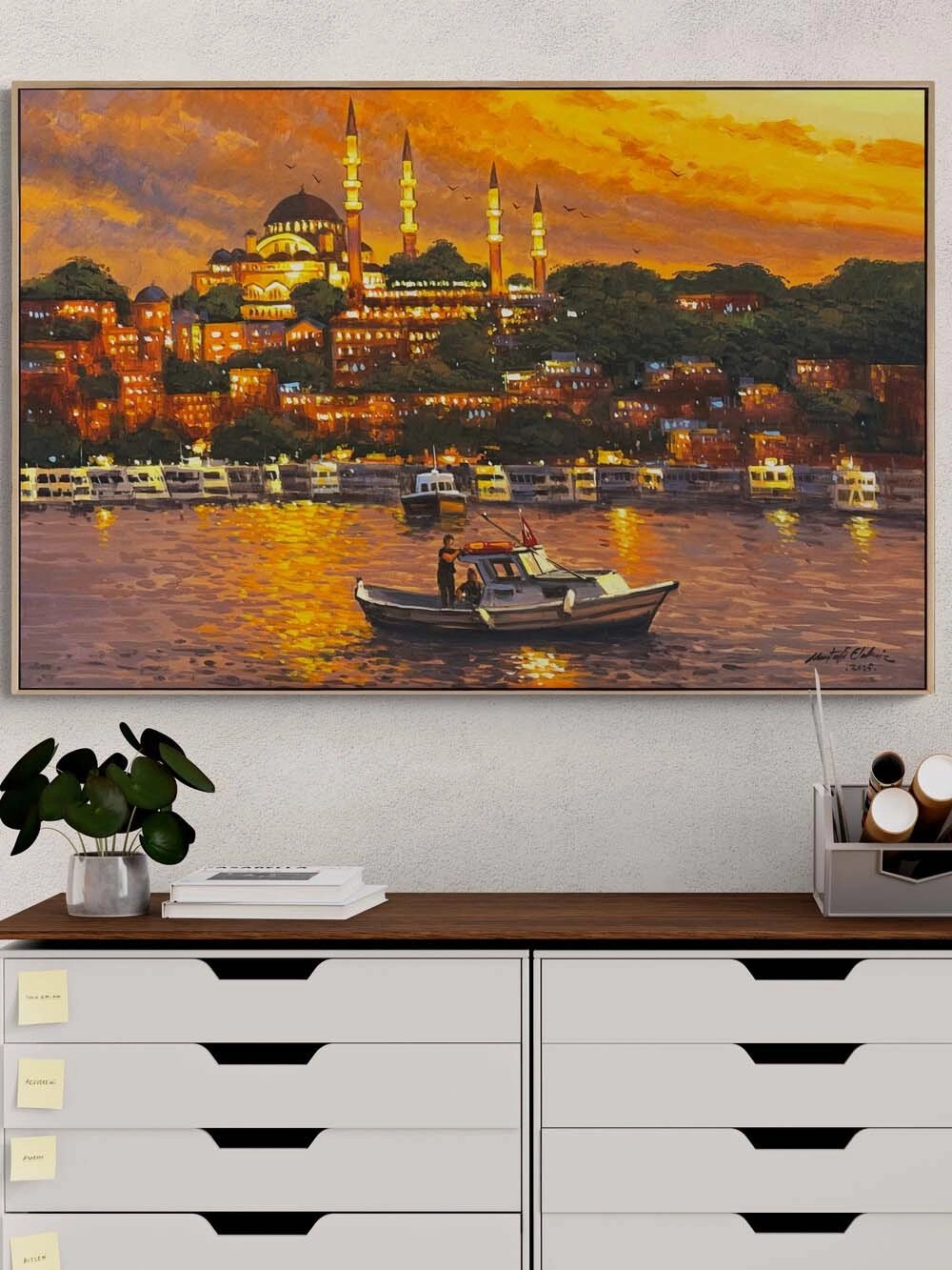 İstanbul’da Bir Akşam Yağlı Boya Tablosu