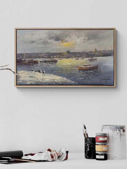 İstanbul’da Durgun Akşam Yağlı Boya Tablosu