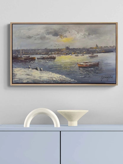 İstanbul’da Durgun Akşam Yağlı Boya Tablosu