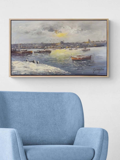 İstanbul’da Durgun Akşam Yağlı Boya Tablosu