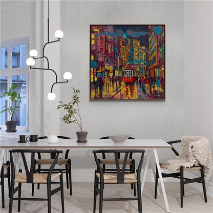 Renkli İstiklal Caddesi Yağlı Boya Tablosu