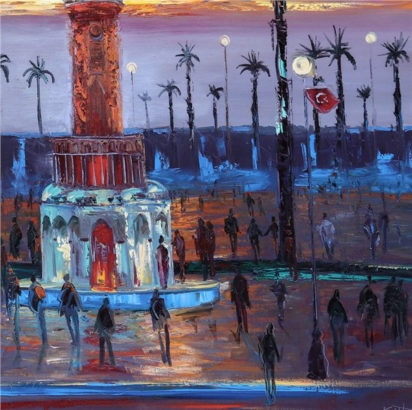 İzmir Saat Kulesi Yağlı Boya Tablosu