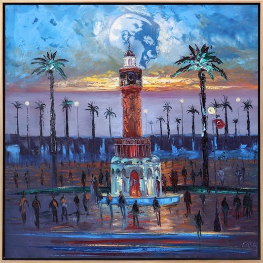 İzmir Saat Kulesi Yağlı Boya Tablosu