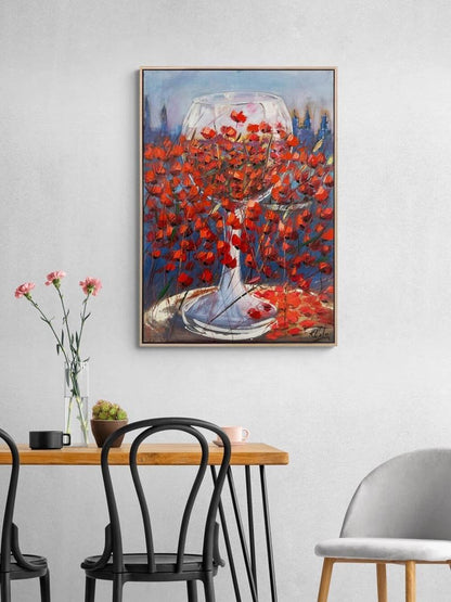 Kadehde Gelincikler Yağlı Boya Tablosu