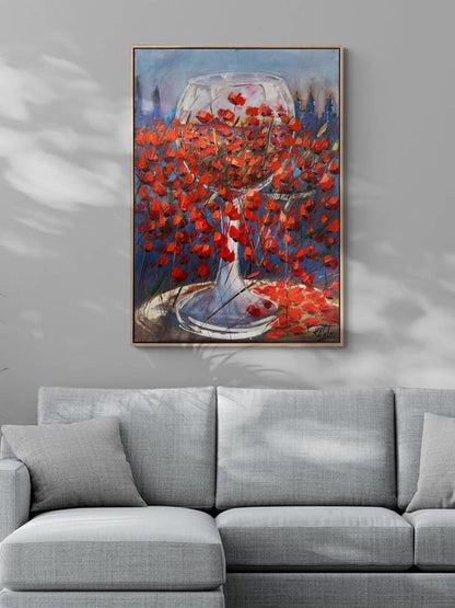 Kadehde Gelincikler Yağlı Boya Tablosu