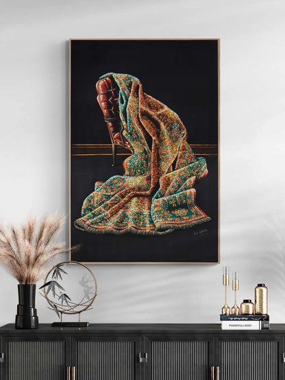 Kadife ve Nakış Yağlı Boya Tablosu