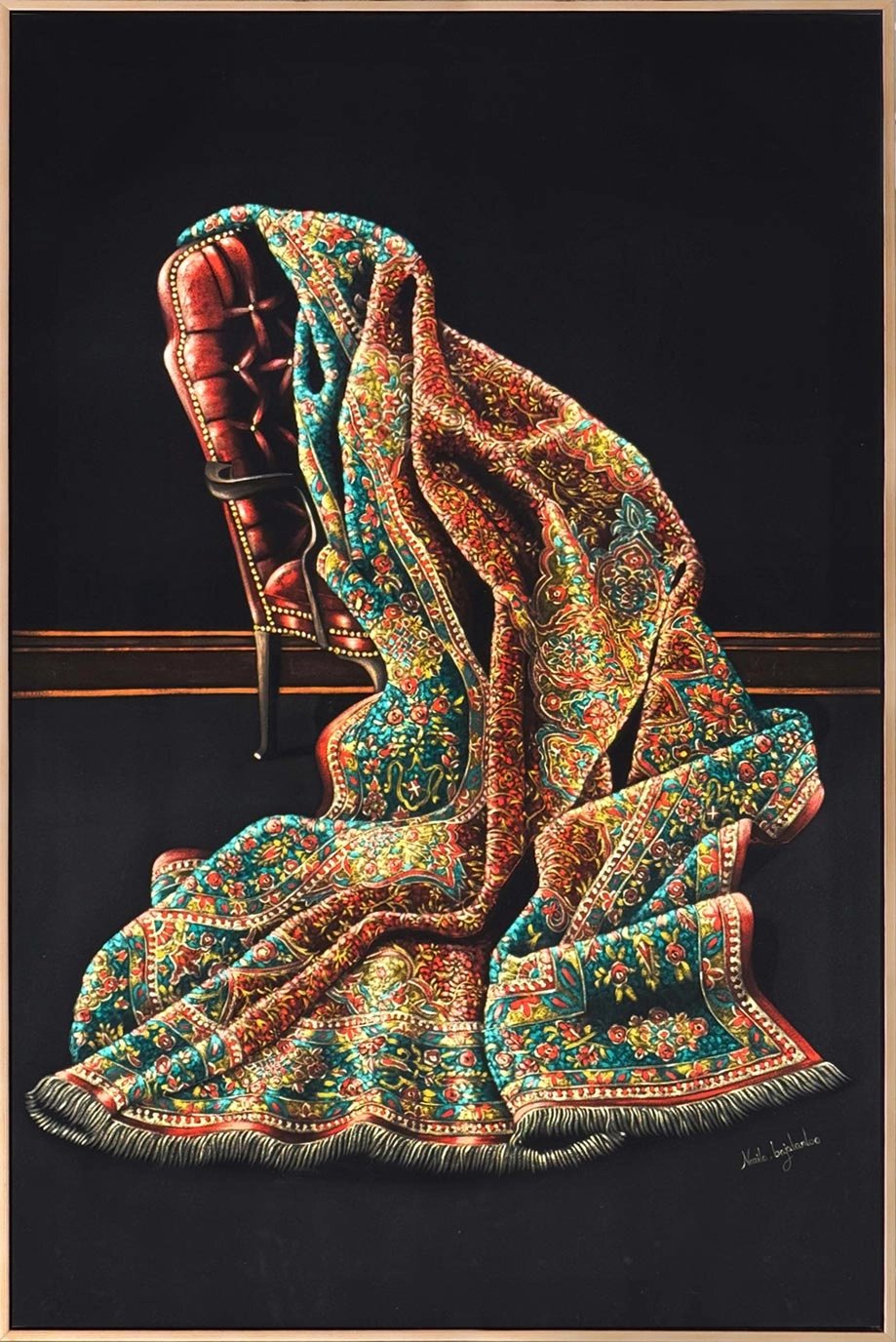 Kadife ve Nakış Yağlı Boya Tablosu