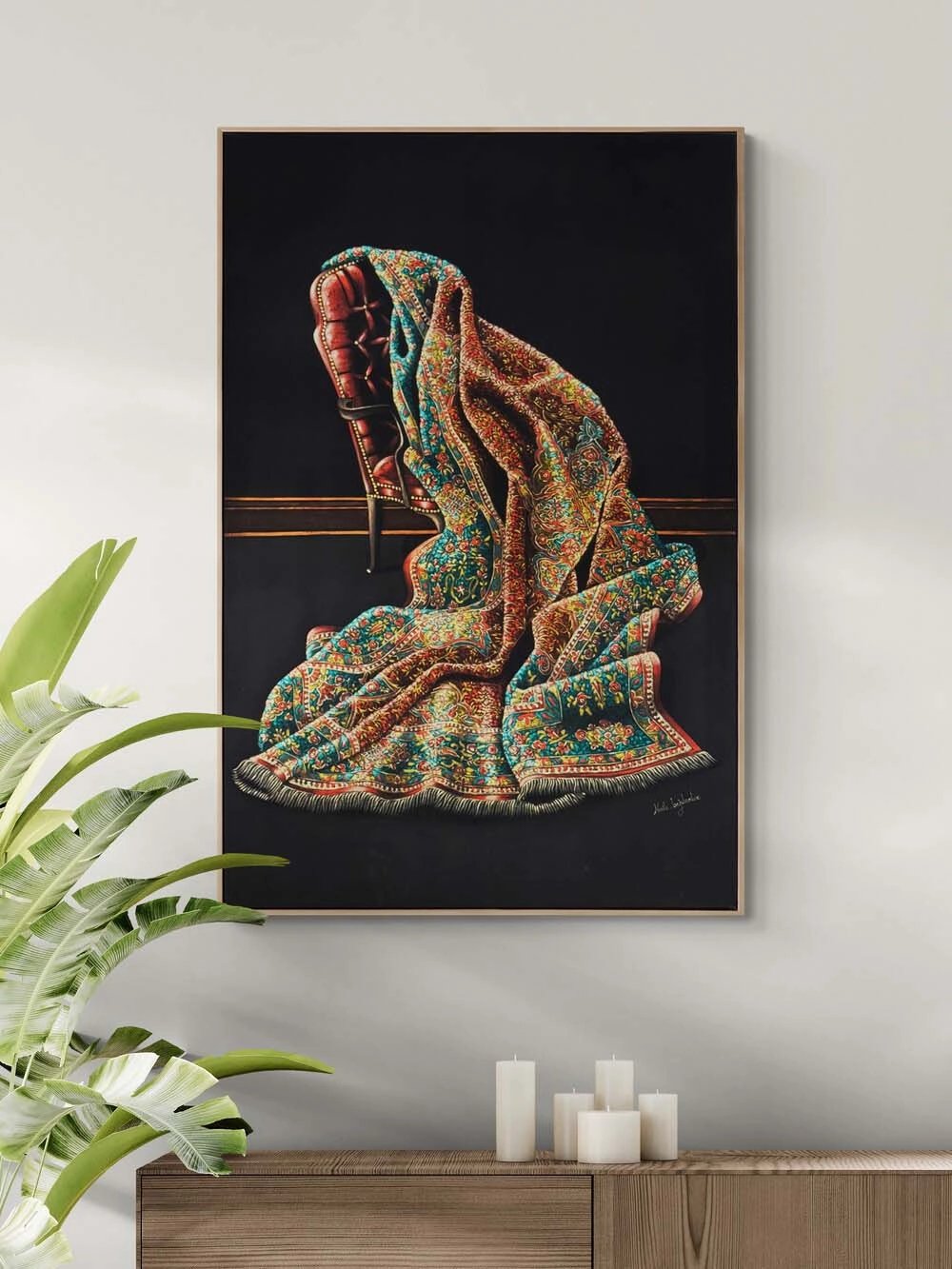 Kadife ve Nakış Yağlı Boya Tablosu