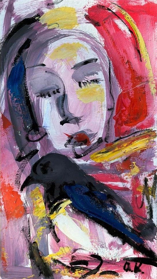 Kadın Kuşun İzinde Yağlı Boya Tablosu