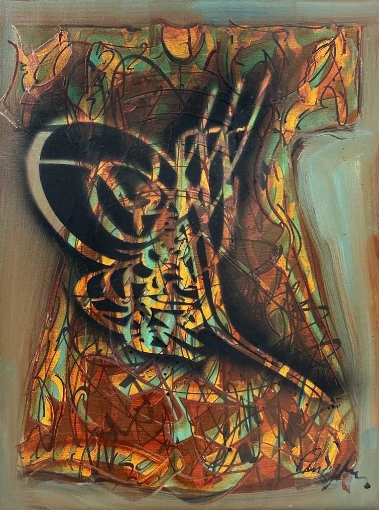 Kaftan Üzerinde Tuğra Yağlı Boya Tablosu