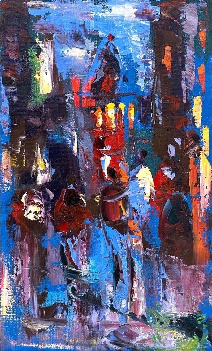 Kalabalıklarda Galata Yağlı Boya Tablosu