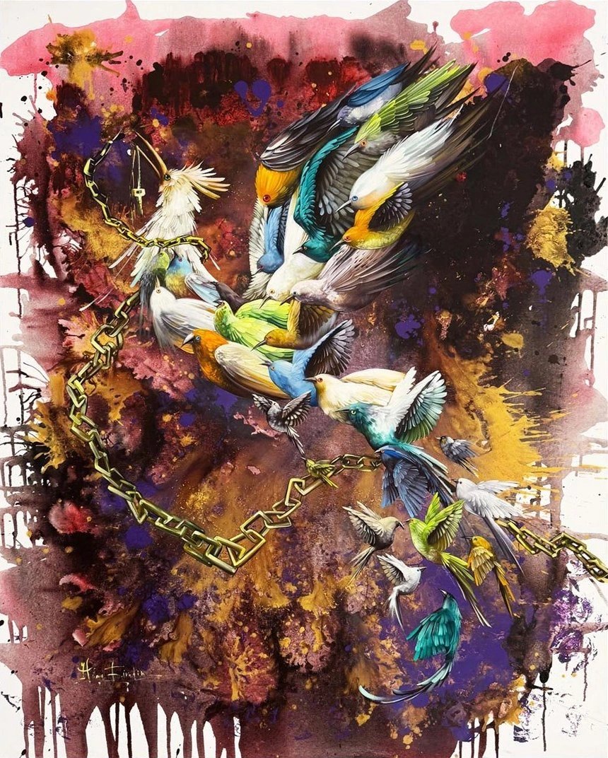 Kanatların Buluşması Simurg Yağlı Boya Tablosu