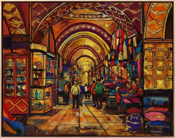 Kapalı Çarşı'nın Atmosferi Yağlı Boya Tablosu