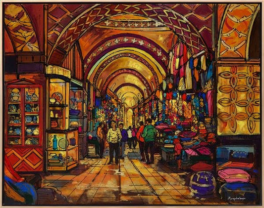 Kapalı Çarşı'nın Atmosferi Yağlı Boya Tablosu