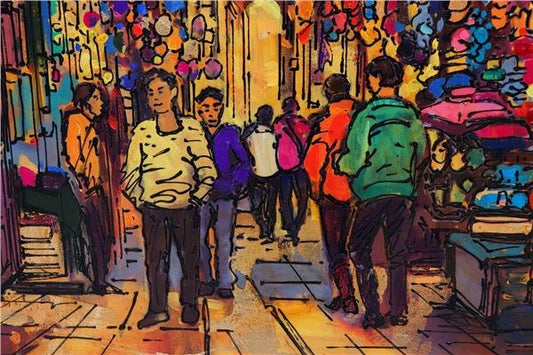 Kapalı Çarşı'nın Atmosferi Yağlı Boya Tablosu