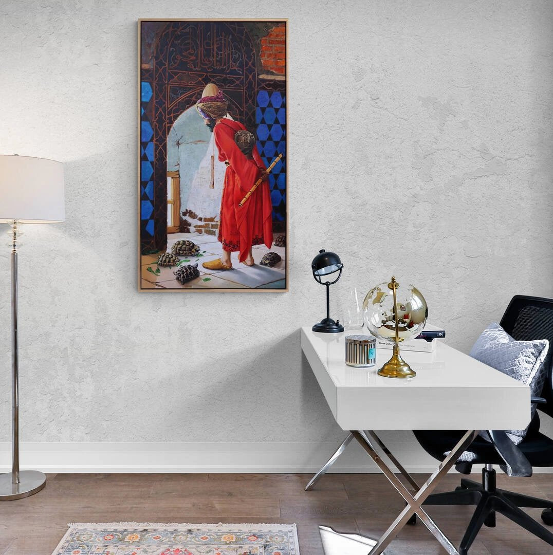 Kaplumbağa Terbiyecisi Özel Sipariş Yağlı Boya Tablosu