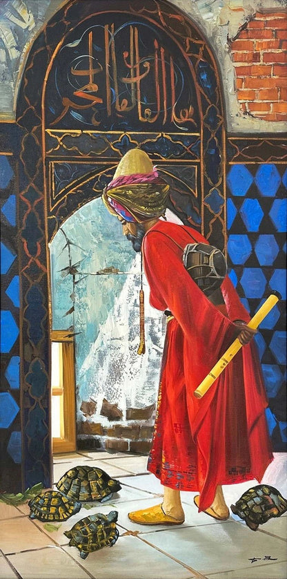 Kaplumbağa Terbiyecisi Yağlı Boya Tablosu