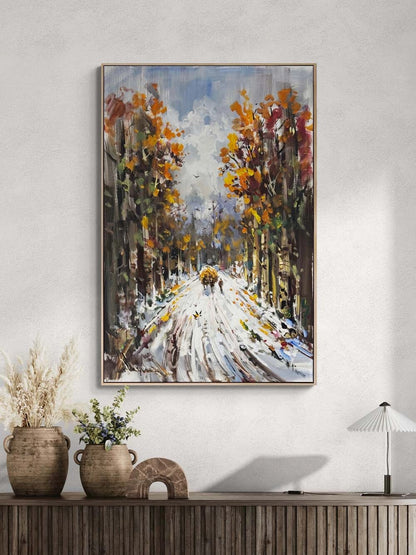 Kar Mazarasında İzler Yağlı Boya Tablosu