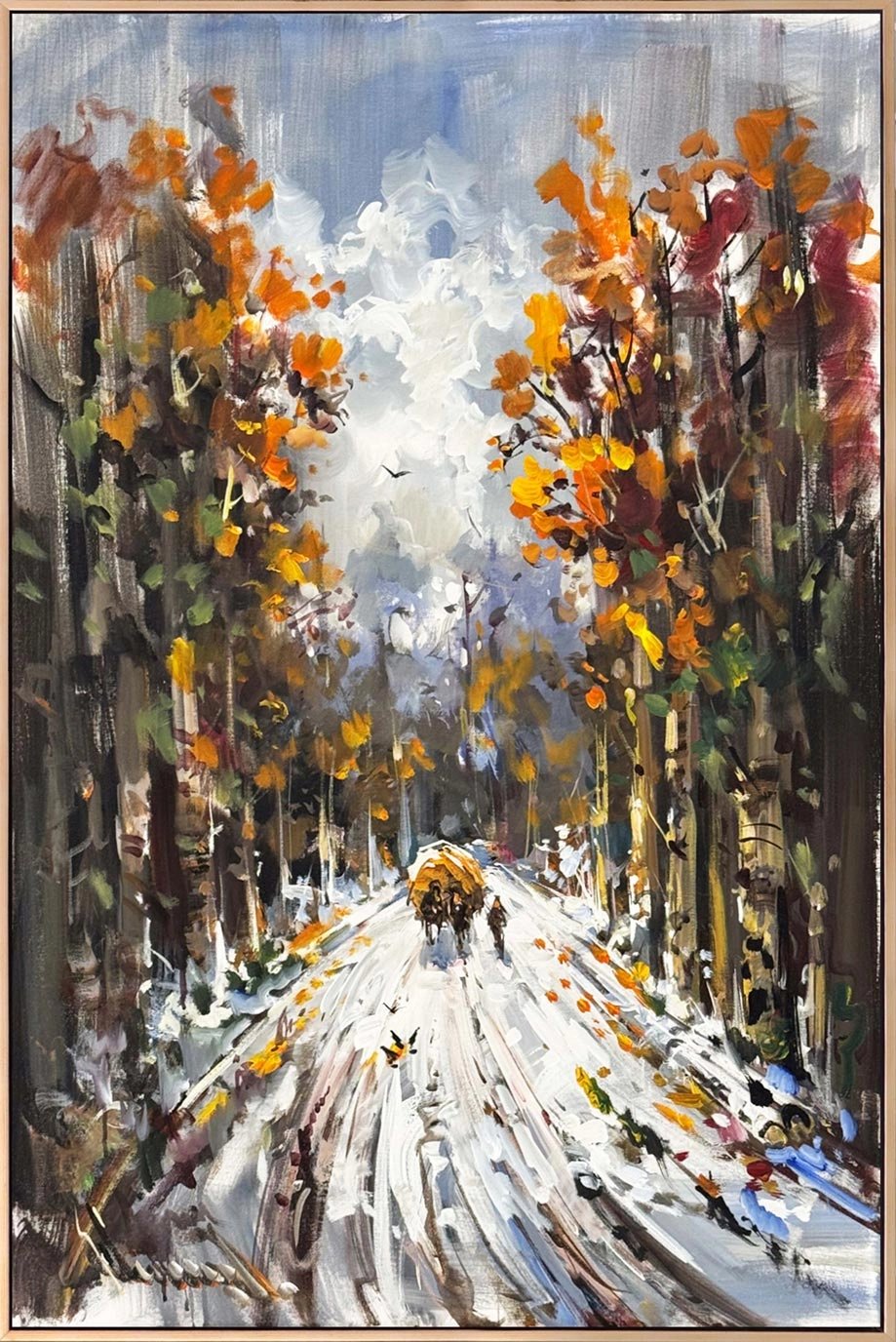 Kar Mazarasında İzler Yağlı Boya Tablosu