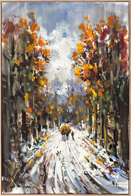 Kar Mazarasında İzler Yağlı Boya Tablosu