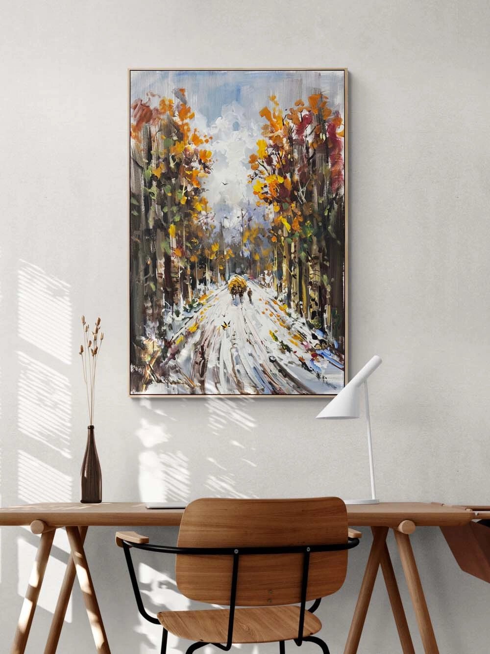 Kar Mazarasında İzler Yağlı Boya Tablosu