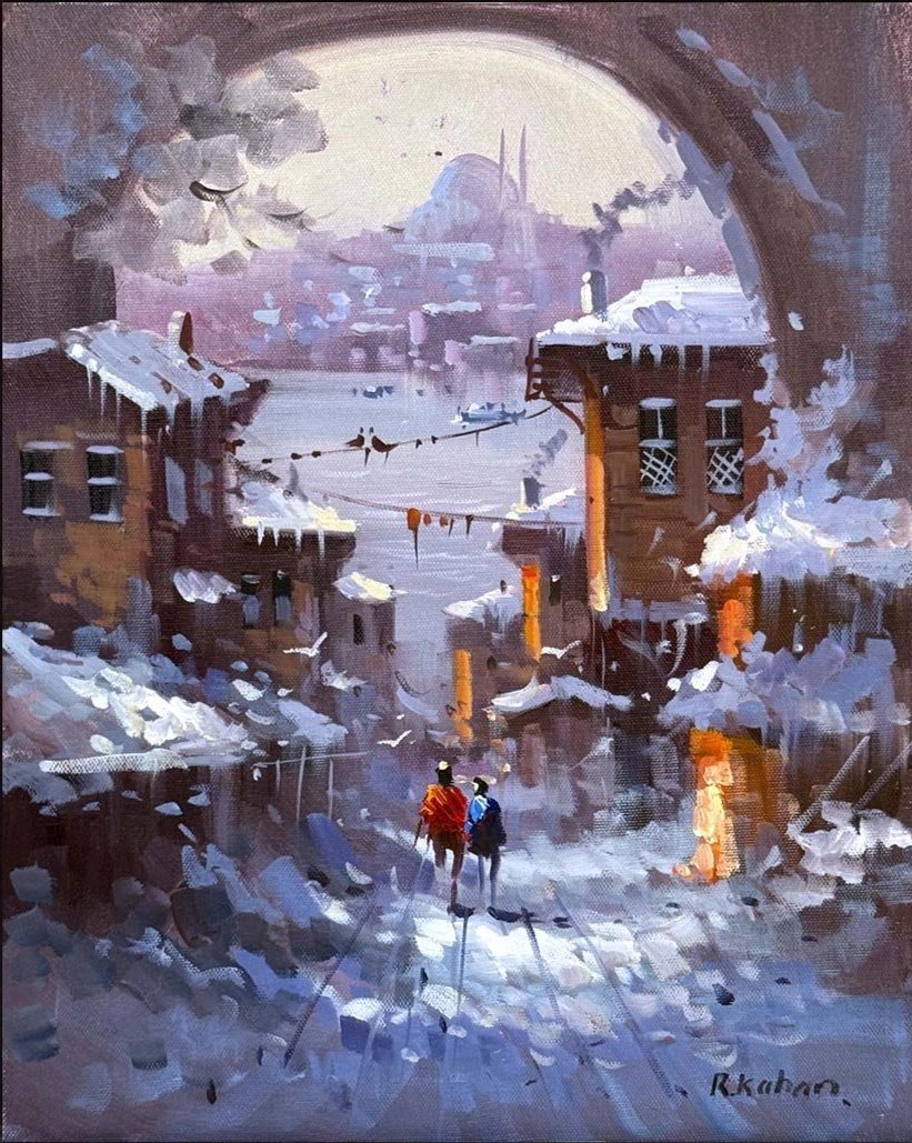 Kar Vakti İstanbul Yağlı Boya Tablosu