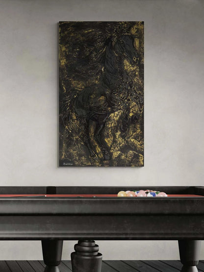 Kara Atın Kudreti Yağlı Boya Tablosu