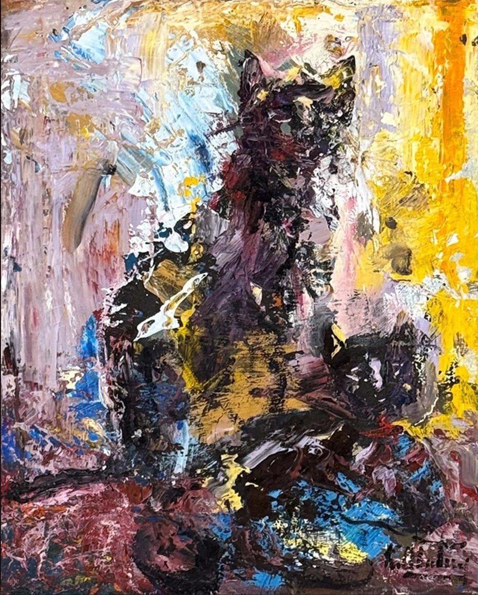 Kara Kedi Yağlı Boya Tablosu