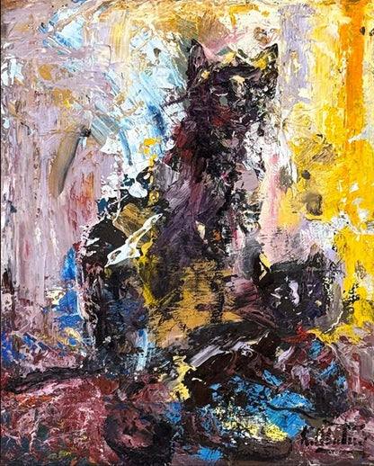 Kara Kedi Yağlı Boya Tablosu