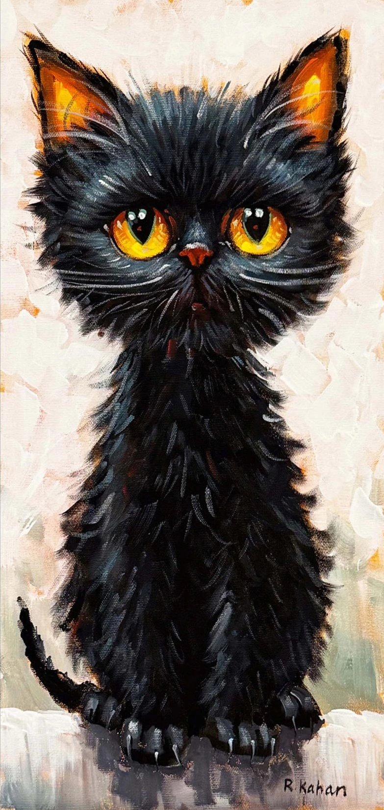 Kara Kedinin Düşleri Yağlı Boya Tablosu