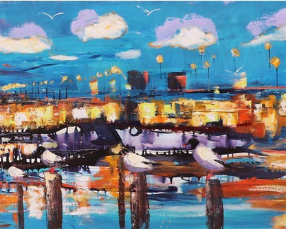 Karaköy'de Güvercinler Yağlı Boya Tablosu