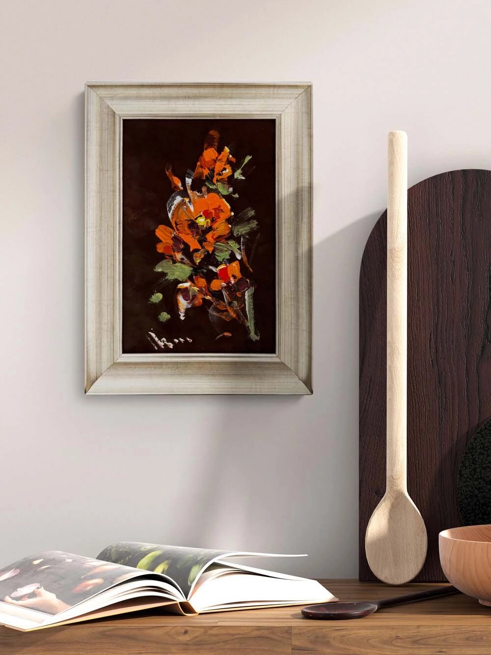 Karanlıkta Açan Ateş Yağlı Boya Tablosu