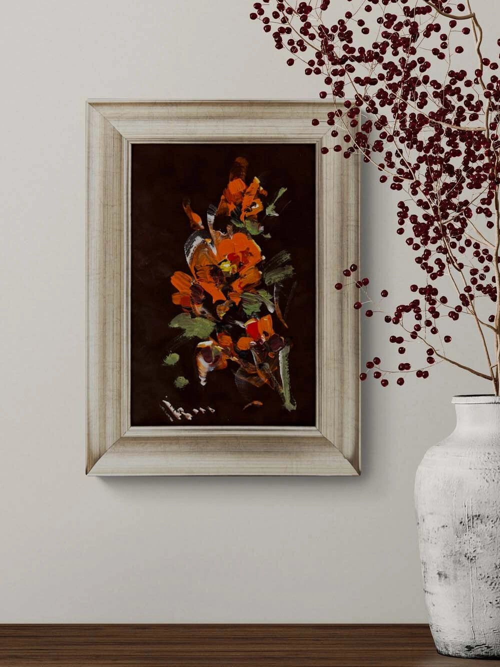 Karanlıkta Açan Ateş Yağlı Boya Tablosu