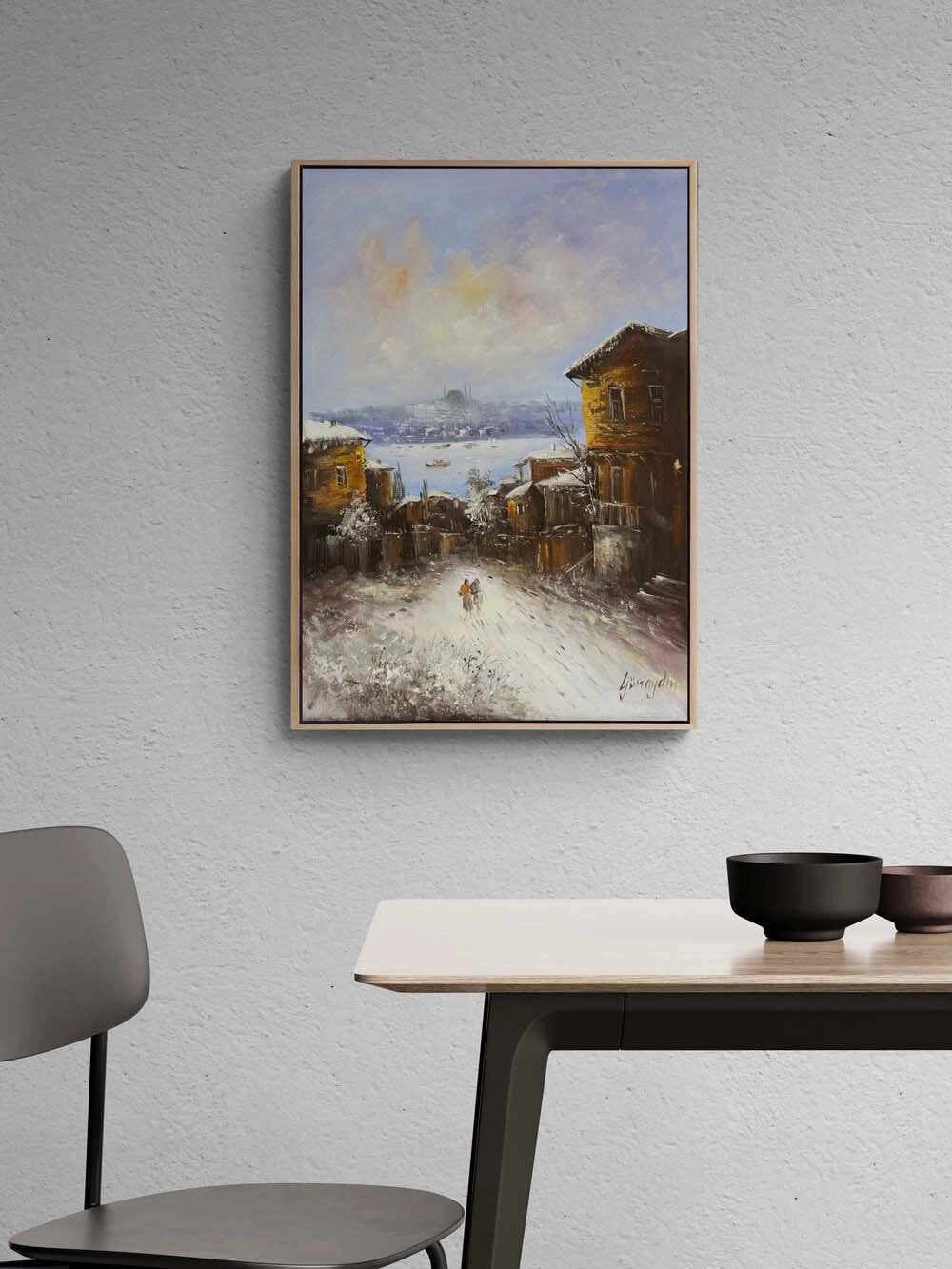 Karda Yürüyenler Yağlı Boya Tablosu