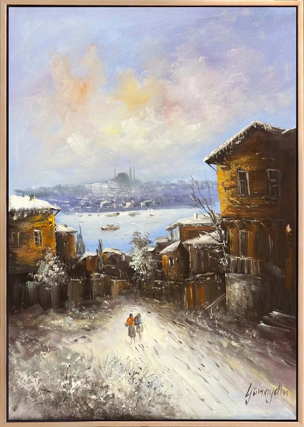 Karda Yürüyenler Yağlı Boya Tablosu