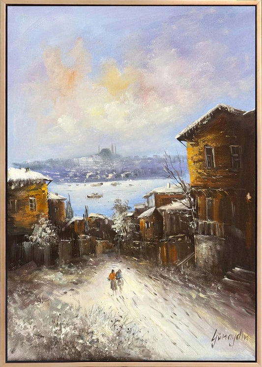 Karda Yürüyenler Yağlı Boya Tablosu